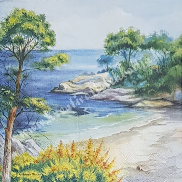 Szalvéta, tenger, tengerpart fákkal, 33x33 cm (28)