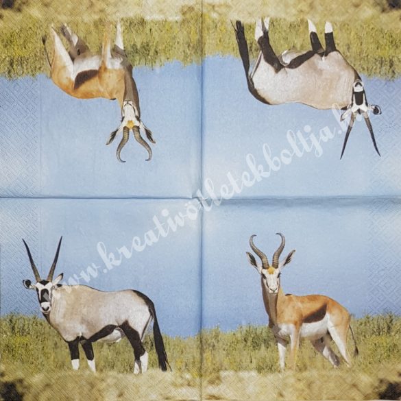 Szalvéta, vadállatok, antilop, 33x33 cm (12)