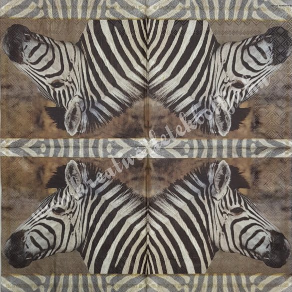 Szalvéta, vadállatok, zebra, 33x33 cm (18)