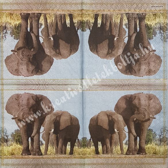 Szalvéta, vadállatok, elefánt, 33x33 cm (2)