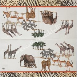 Szalvéta, vadállatok, afrikai vadon, 33x33 cm (35)