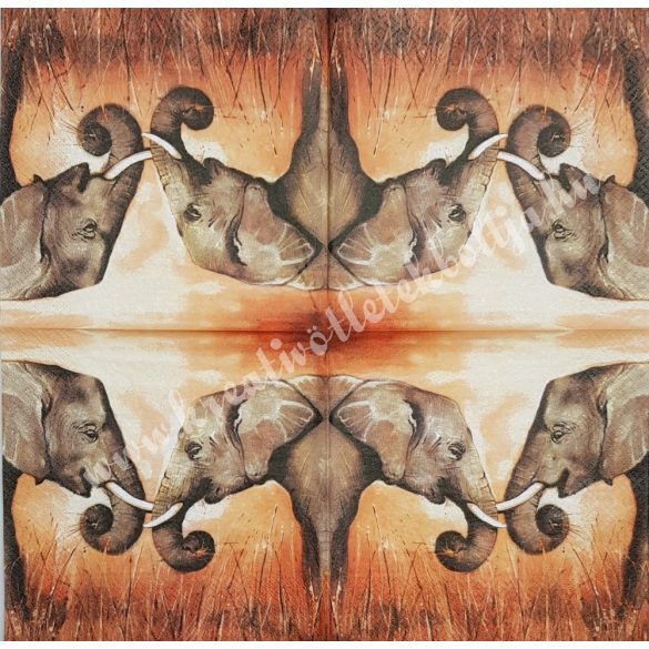 Szalvéta, vadállatok, elefánt, 33x33 cm (7)