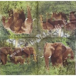 Szalvéta, vadállatok, elefánt, 33x33 cm (9)