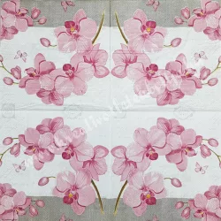 Szalvéta, virágok, orchidea, 33x33 cm (15)