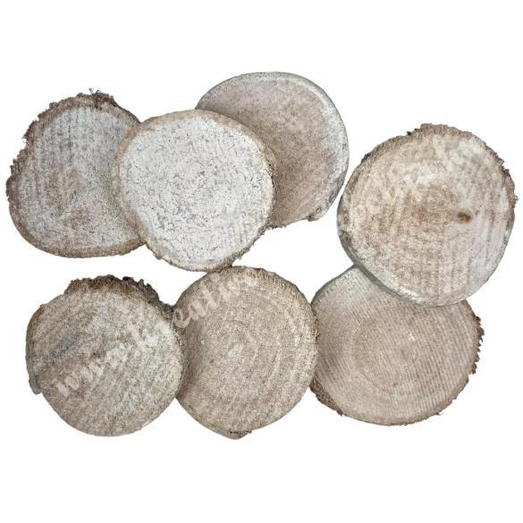 Szárazdekoráció, faszelet, fehér, 80 gr/csomag
