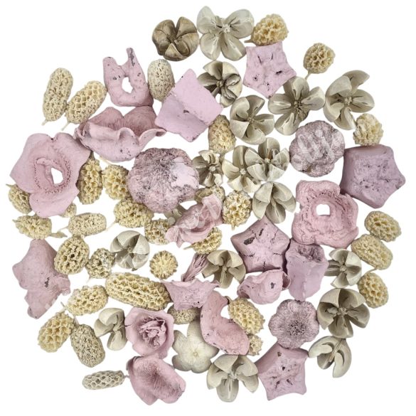 Szárazdekoráció, rózsaszín-natúr, 70 gr/csomag