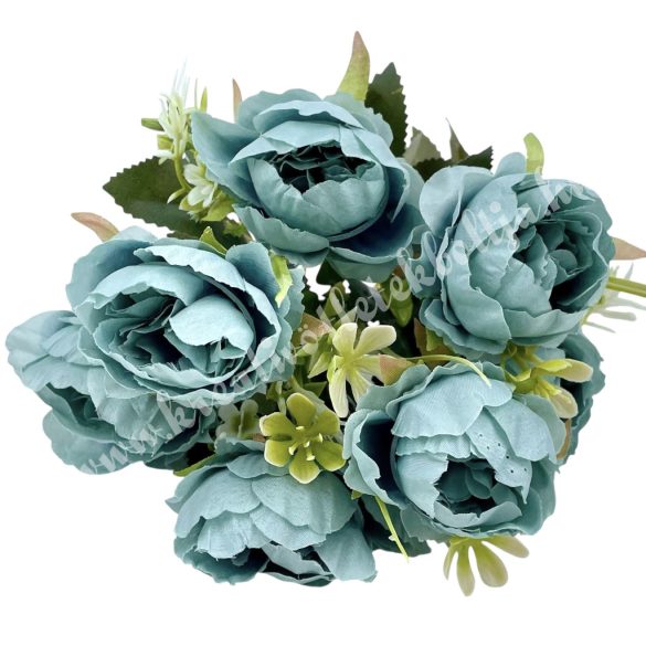 Peonia csokor, kék, 31 cm
