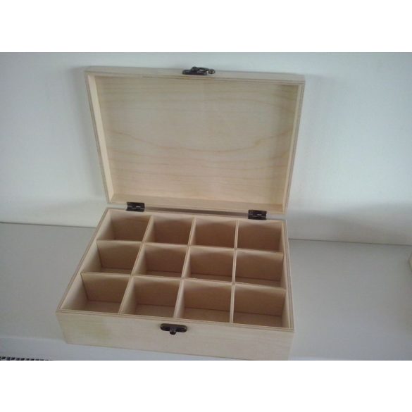 Teafilteres doboz, 12 rekeszes, 25x18,5x8 cm