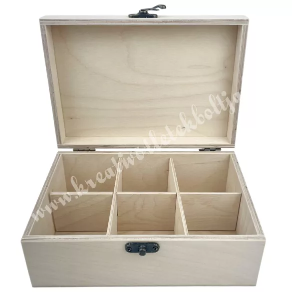 Teafilteres doboz, 6 rekeszes, 19,5x13,5x8 cm