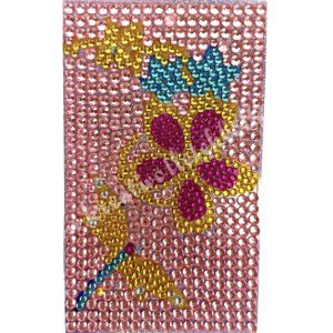 Strassz, virág-szitakötő, 5,5x9,5 cm