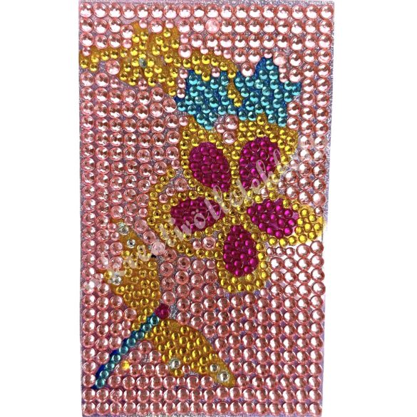Öntapadós strassz, virág-szitakötő, 5,5x9,5 cm