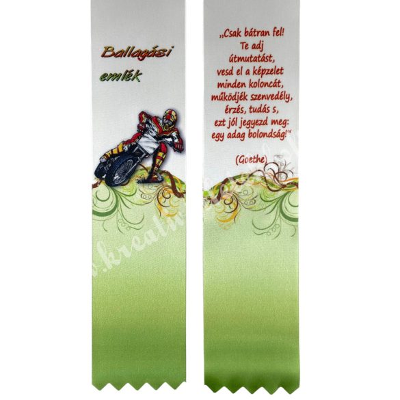 Ballagó szalag, motoros, "Ballagási emlék" felirattal, 6 cm