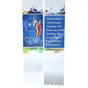 Ballagó szalag, szerszámok, "Ballagás" felirattal, 6 cm