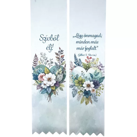 Ballagó szalag, szív, "Szívből élj", 6 cm