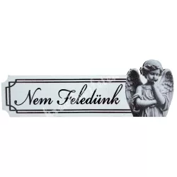 Mdf tábla angyallal, Nem feledünk, fehér, 8,5x2,5 cm