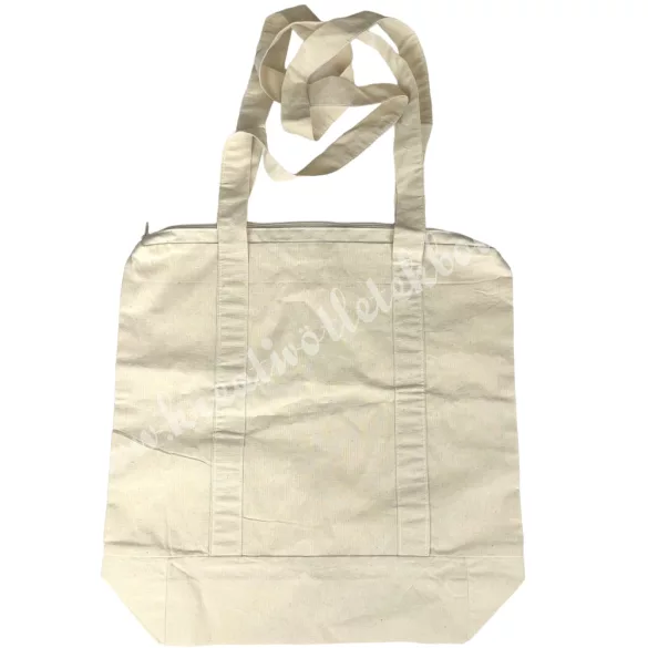 Strandtáska cipzárral, natúr, 45x40 cm