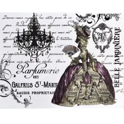 Textiltranszfer, vintage, hölgy, 35x25 cm