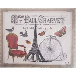 Textiltranszfer, vintage, Eiffel-torony, 25x35 cm