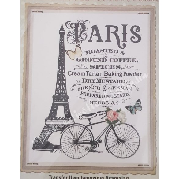 Textiltranszfer, Párizs biciklivel, 25x35 cm