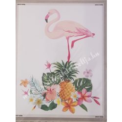 Textiltranszfer, flamingó, trópusi mintával, 25x35 cm
