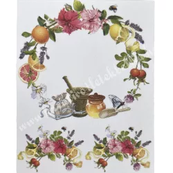 Textiltranszfer, virágok, 25x35 cm