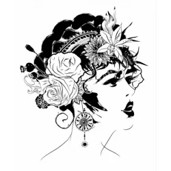 Textiltranszfer, rózsák a hajban, 21x30 cm