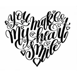 Textiltranszfer, szív alak felirattal, 21x30 cm