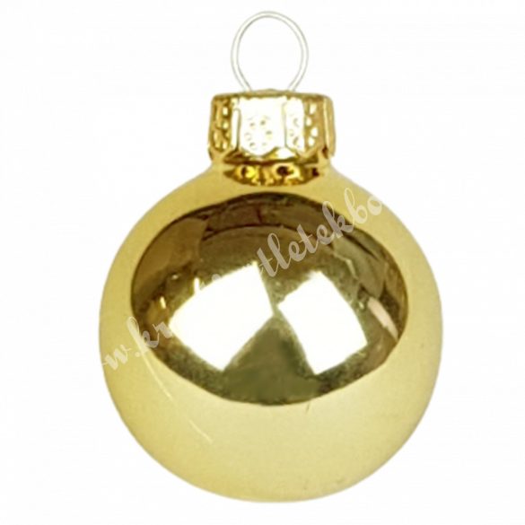 Karácsonyfadísz, üveggömb, fényes arany, 7 cm