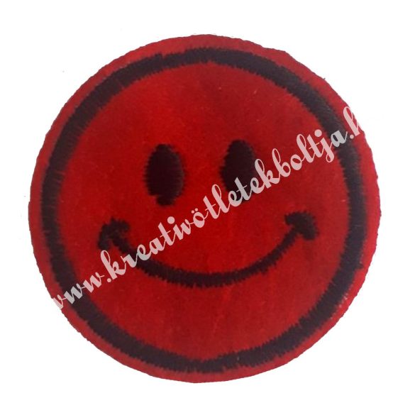 Vasalható matrica, smiley, piros, 4,5 cm