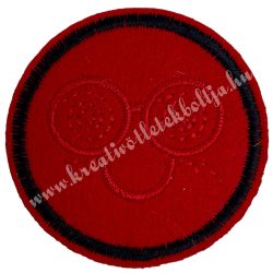 Vasalható matrica, Smiley, piros hímzéssel, 4,5 cm