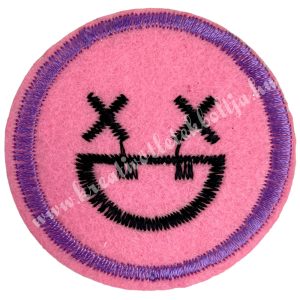 Vasalható matrica, smiley, rózsaszín, 4,5 cm