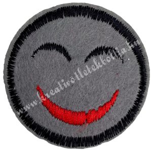 Vasalható matrica, smiley, szürke, 4,5 cm