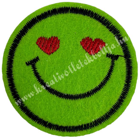 Vasalható matrica, smiley, világosszöld, 4,5 cm