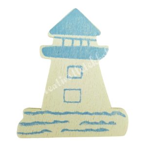 Mini fafigura, világítótorony, bézs, 3x3,5 cm