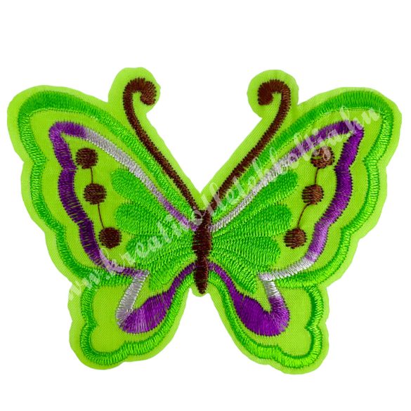 Vasalható matrica, pillangó, zöld, 9x7 cm