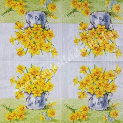 Szalvéta, tavaszi virágok, nárcisz, 33x33 cm (19)