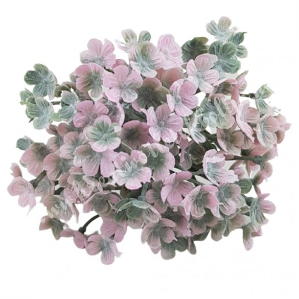 Betűzős apró virágcsokor, rózsaszín-zöld, 19 cm