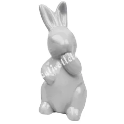 Kerámia nyuszi, szürke, 4x9 cm