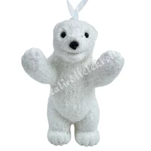 Akasztós műanyag jegesmedve, fehér, 6x8,5 cm