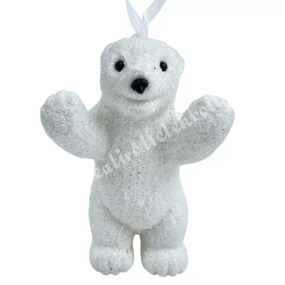 Akasztós műanyag jegesmedve, fehér, 6x8,5 cm