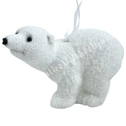 Akasztós műanyag jegesmedve, fehér, 9x5,5 cm
