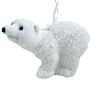Akasztós műanyag jegesmedve, fehér, 9x5,5 cm