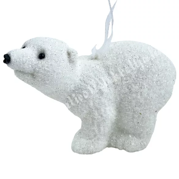 Akasztós műanyag jegesmedve, fehér, 9x5,5 cm