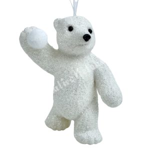 Akasztós műanyag jegesmedve, fehér, 7x8 cm