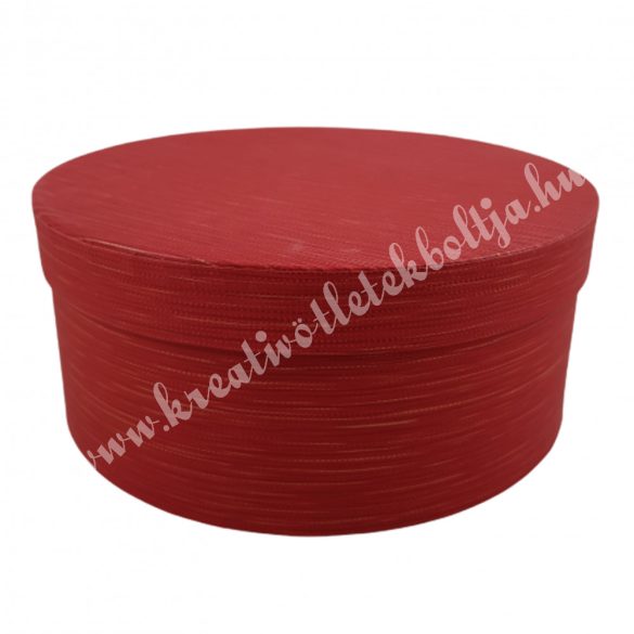 Kerek kalapdoboz, csíkos, piros, 20x8,5 cm