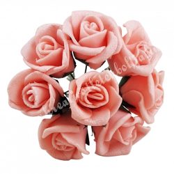   Betűzős polifoam rózsacsokor, rózsaszín, kb. 11  cm, 8 szál/csokor