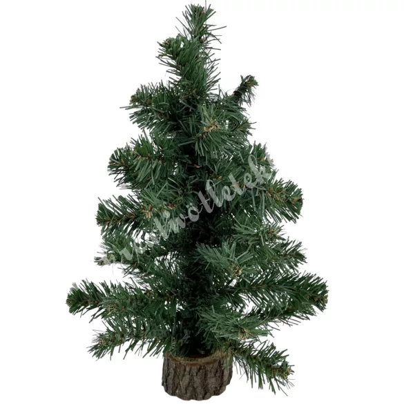 Fenyő, fa talppal, zöld, 40 cm