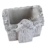 Kőkaspó házikó , rusztikus fehér, 11x8,5 cm