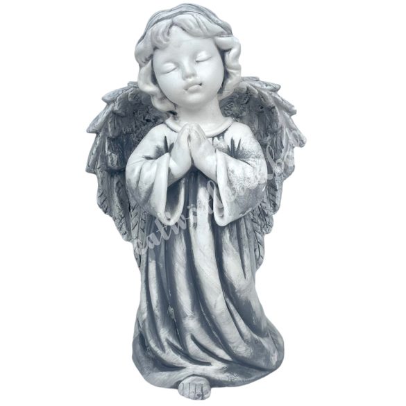 Gipsz angyal, szürke, 17x25,5 cm