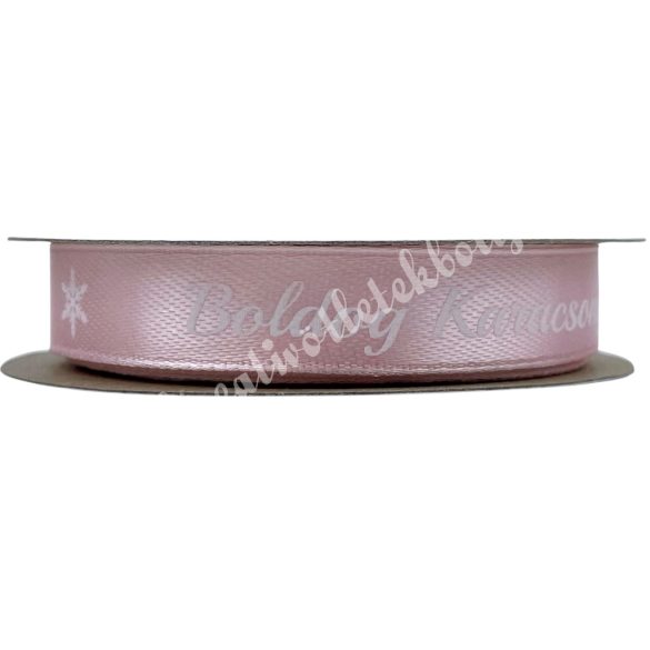 Karácsonyi szalag, Boldog Karácsonyt, rózsaszín, 1,2 cm (209)